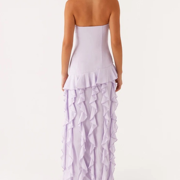 Lavender Strapless Ruffle Dress - Picture 2 of 3